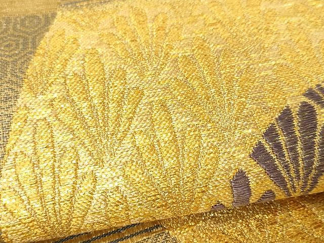 平和屋着物▼六通柄袋帯 羅紗庵 立涌吉祥花文 金糸 正絹 逸品 CAAX0712yk