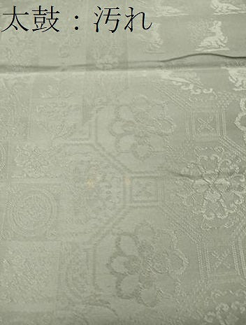 平和屋着物●全通柄袋帯　名物裂　松葉色　正絹　逸品　CAAX0770yk