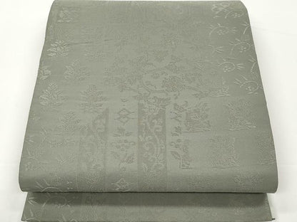 平和屋着物●全通柄袋帯　名物裂　松葉色　正絹　逸品　CAAX0770yk