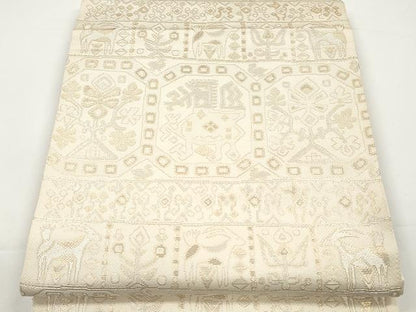 平和屋着物●六通柄 本袋帯 名物裂類錦文 金糸 正絹 逸品 CAAX0785yk