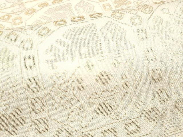 平和屋着物●六通柄 本袋帯 名物裂類錦文 金糸 正絹 逸品 CAAX0785yk