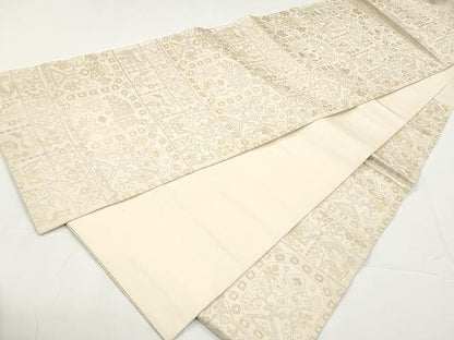 平和屋着物●六通柄 本袋帯 名物裂類錦文 金糸 正絹 逸品 CAAX0785yk
