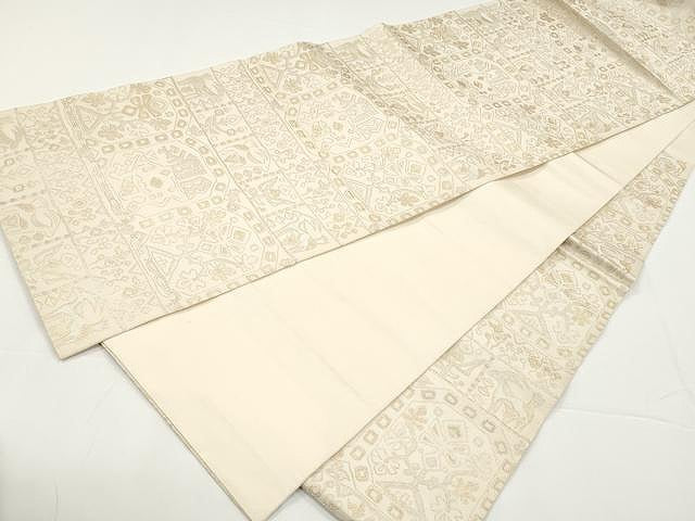 平和屋着物●六通柄 本袋帯 名物裂類錦文 金糸 正絹 逸品 CAAX0785yk