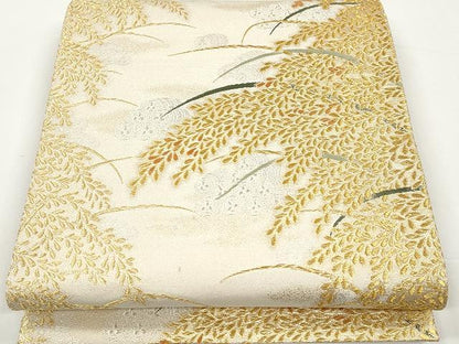平和屋着物●極上 西陣 皇室総理大臣献上作家 青木兄弟 両面 全通柄袋帯 米百俵 金銀糸 正絹 逸品 未使用 CAAX0789yk
