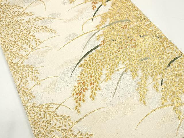 平和屋着物●極上 西陣 皇室総理大臣献上作家 青木兄弟 両面 全通柄袋帯 米百俵 金銀糸 正絹 逸品 未使用 CAAX0789yk