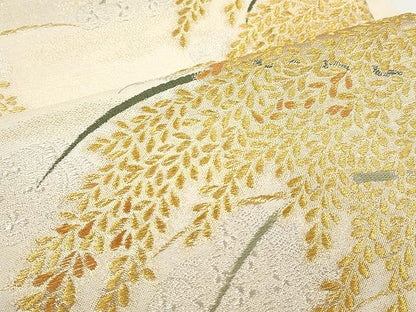 平和屋着物●極上 西陣 皇室総理大臣献上作家 青木兄弟 両面 全通柄袋帯 米百俵 金銀糸 正絹 逸品 未使用 CAAX0789yk