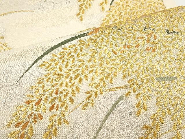 平和屋着物●極上 西陣 皇室総理大臣献上作家 青木兄弟 両面 全通柄袋帯 米百俵 金銀糸 正絹 逸品 未使用 CAAX0789yk