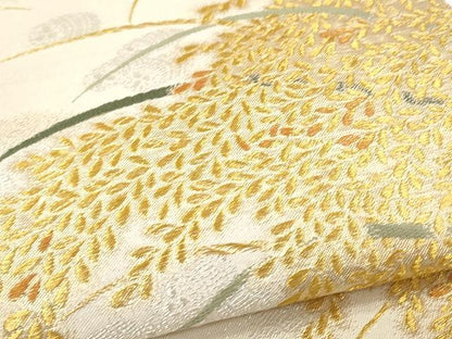 平和屋着物●極上 西陣 皇室総理大臣献上作家 青木兄弟 両面 全通柄袋帯 米百俵 金銀糸 正絹 逸品 未使用 CAAX0789yk