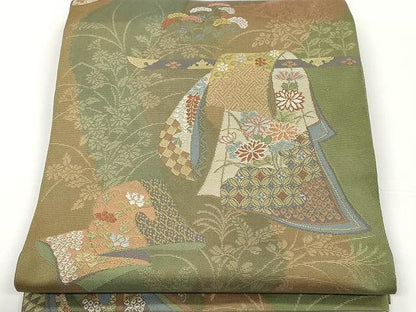 平和屋着物●六通柄　本袋帯　倭文錦　桃山芳潤文　正絹　逸品　CAAX0791yk