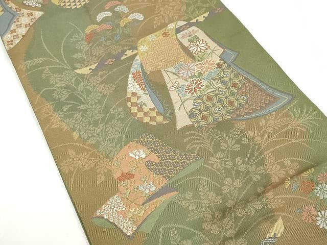 平和屋着物●六通柄　本袋帯　倭文錦　桃山芳潤文　正絹　逸品　CAAX0791yk