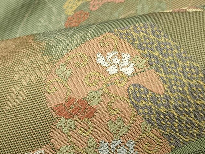 平和屋着物●六通柄　本袋帯　倭文錦　桃山芳潤文　正絹　逸品　CAAX0791yk