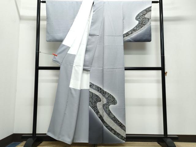 平和屋着物●訪問着 絞り 道長更紗花唐草文 暈し染め 正絹 逸品 CAAX0802vf