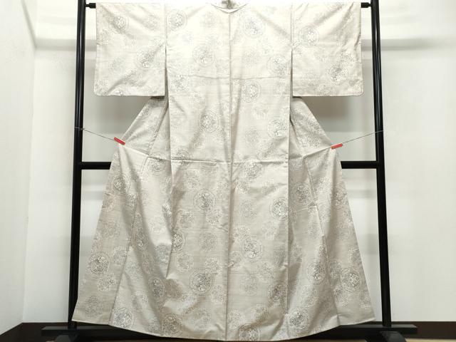 平和屋着物●本場大島紬 白大島 9マルキ 絵皿鳳凰草花文 正絹 逸品 CAAX0803vf