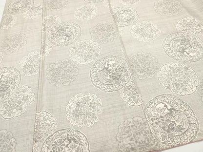 平和屋着物●本場大島紬 白大島 9マルキ 絵皿鳳凰草花文 正絹 逸品 CAAX0803vf