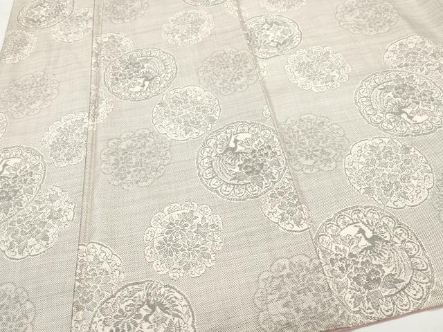 平和屋着物●本場大島紬 白大島 9マルキ 絵皿鳳凰草花文 正絹 逸品 CAAX0803vf
