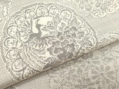 平和屋着物●本場大島紬 白大島 9マルキ 絵皿鳳凰草花文 正絹 逸品 CAAX0803vf