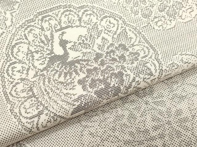 平和屋着物●本場大島紬 白大島 9マルキ 絵皿鳳凰草花文 正絹 逸品 CAAX0803vf