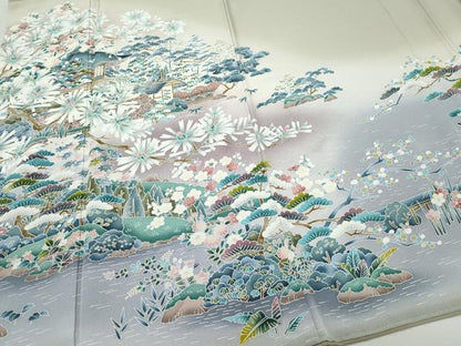 平和屋着物●豪華色留袖　友禅　作家物　風景草花文　暈し染め　正絹　逸品　CAAX0811vf