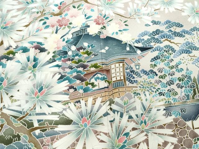 平和屋着物●豪華色留袖　友禅　作家物　風景草花文　暈し染め　正絹　逸品　CAAX0811vf
