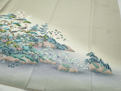 平和屋着物●豪華色留袖　友禅　作家物　風景草花文　暈し染め　正絹　逸品　CAAX0811vf