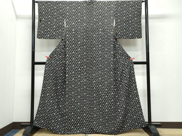 平和屋着物●上質な小紋　絞り　吉祥文　黒地　正絹　逸品　CAAX0816vf