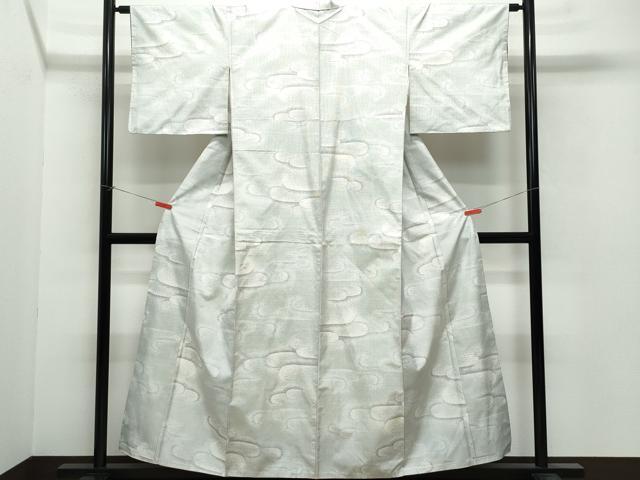 平和屋着物●本場大島紬 白大島 9マルキ 霞文 正絹 逸品 CAAX0824vf