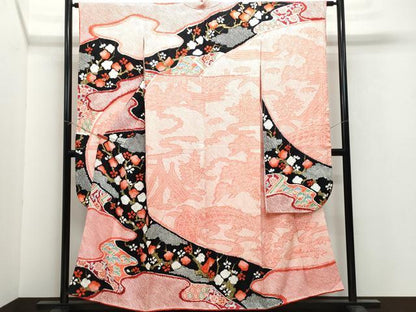 平和屋着物●豪華振袖　総絞り　枝松花文　金彩　正絹　逸品　CAAX0825vf