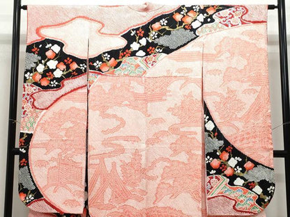 平和屋着物●豪華振袖　総絞り　枝松花文　金彩　正絹　逸品　CAAX0825vf