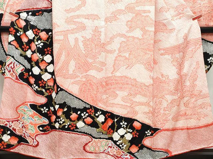 平和屋着物●豪華振袖　総絞り　枝松花文　金彩　正絹　逸品　CAAX0825vf