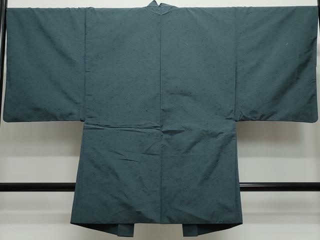 平和屋着物●男性 紬 アンサンブル 黒緑色 正絹 逸品 CAAX0832vf