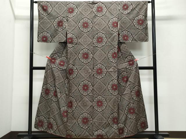 平和屋着物●本場大島紬　龍郷絣　正絹　逸品　CAAX0847vf