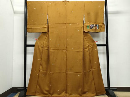 平和屋着物●上質な小紋 堅牢染 吉祥三舞 金彩 反端付き 正絹 逸品 CAAX0849vf