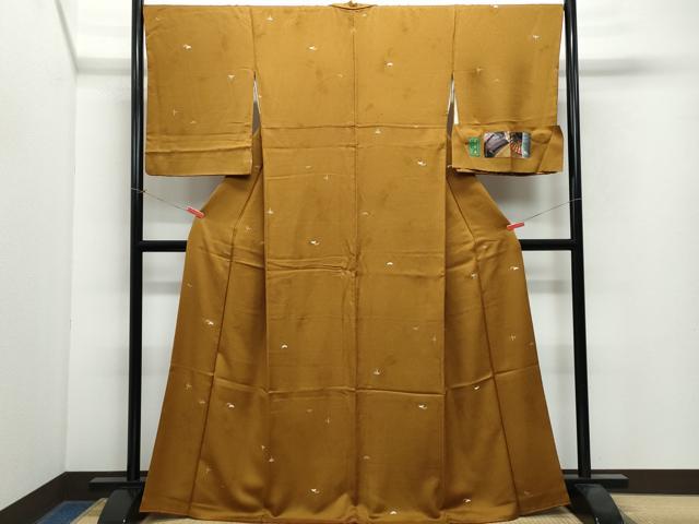平和屋着物●上質な小紋 堅牢染 吉祥三舞 金彩 反端付き 正絹 逸品 CAAX0849vf