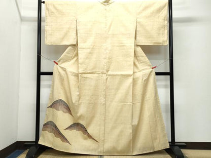 平和屋着物●色留訪問着　紬地　遠山文　正絹　逸品　CAAX0851vf