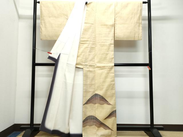 平和屋着物●色留訪問着　紬地　遠山文　正絹　逸品　CAAX0851vf