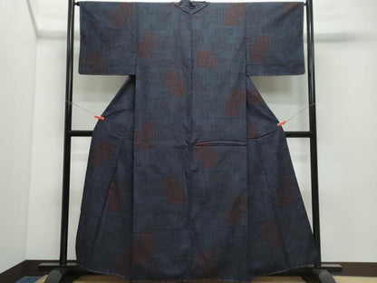 平和屋着物●結城紬　80亀甲　吉祥文　正絹　逸品　CAAX0882vf