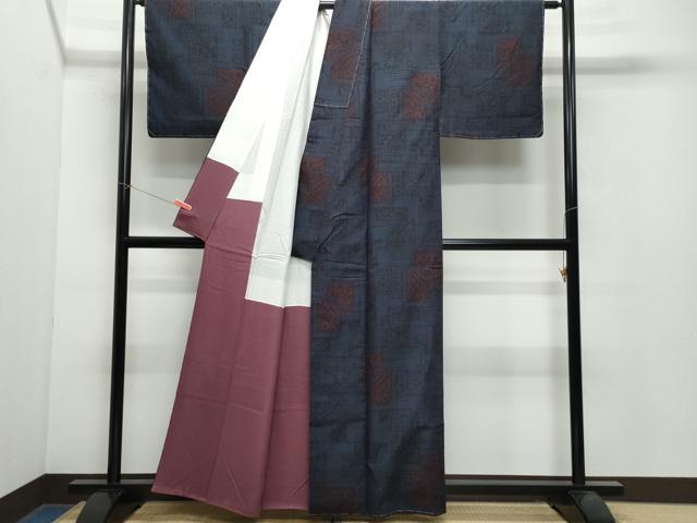 平和屋着物●結城紬　80亀甲　吉祥文　正絹　逸品　CAAX0882vf