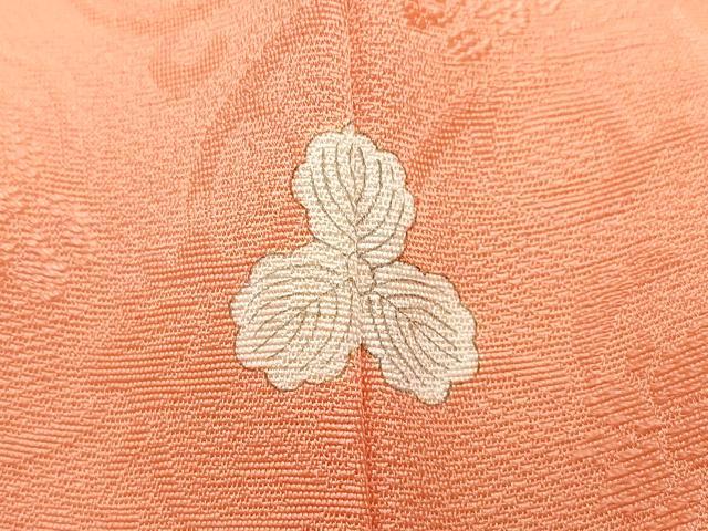 平和屋着物●上質な色無地 花唐草地紋 珊瑚朱色 正絹 逸品 CAAX0886vf