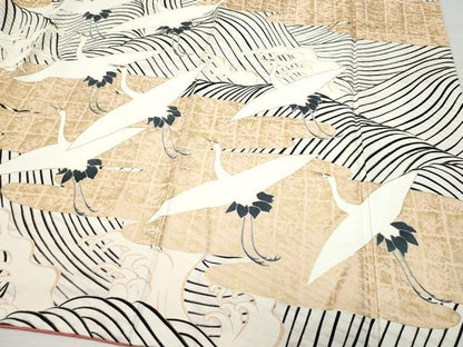平和屋着物●豪華振袖　立波飛鶴文　金彩　正絹　逸品　CAAX0892vf