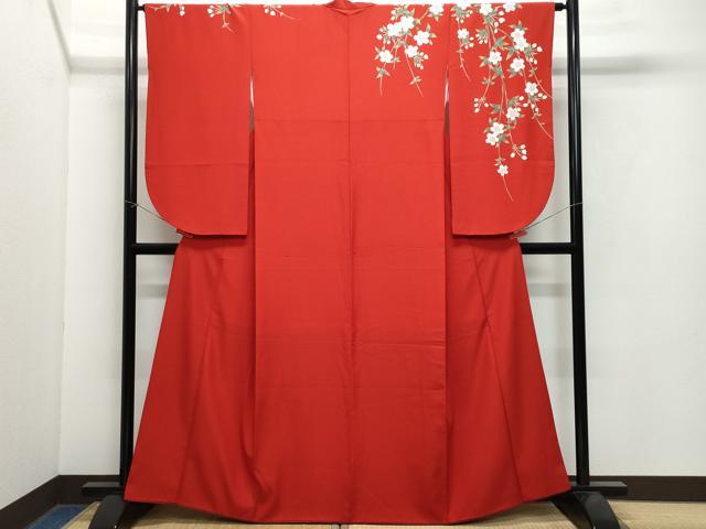 平和屋着物●小振袖　二尺袖　枝垂れ桜　洗える着物　CAAX0894vf