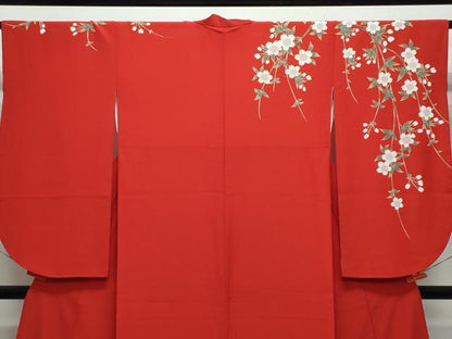 平和屋着物●小振袖　二尺袖　枝垂れ桜　洗える着物　CAAX0894vf