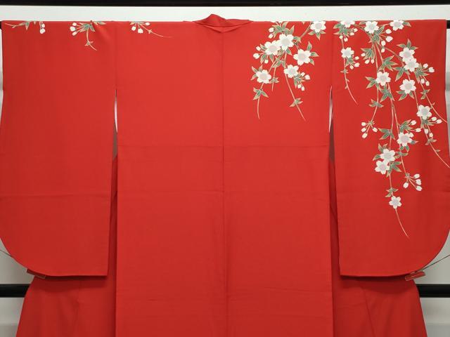 平和屋着物●小振袖　二尺袖　枝垂れ桜　洗える着物　CAAX0894vf