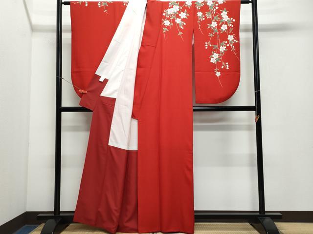 平和屋着物●小振袖　二尺袖　枝垂れ桜　洗える着物　CAAX0894vf