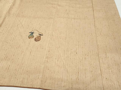 平和屋着物●訪問着　紬地　型染め　瓢箪花文　正絹　逸品　CAAX0909vf