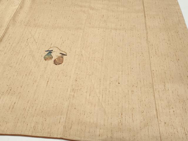 平和屋着物●訪問着　紬地　型染め　瓢箪花文　正絹　逸品　CAAX0909vf