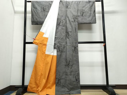 平和屋着物●本場大島紬　9マルキ　陶器壁画文様　正絹　逸品　CAAX0910vf
