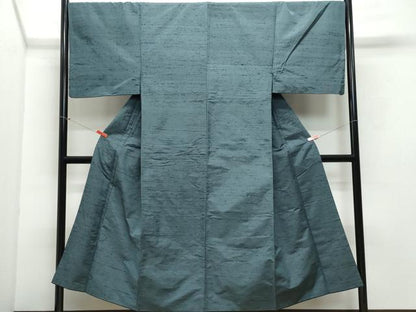 平和屋着物●男性 紬 錆鉄御納戸色 正絹 逸品 CAAX0911vf