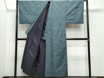 平和屋着物●男性 紬 錆鉄御納戸色 正絹 逸品 CAAX0911vf