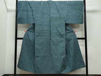 平和屋着物●男性 紬 錆鉄御納戸色 正絹 逸品 CAAX0914vf