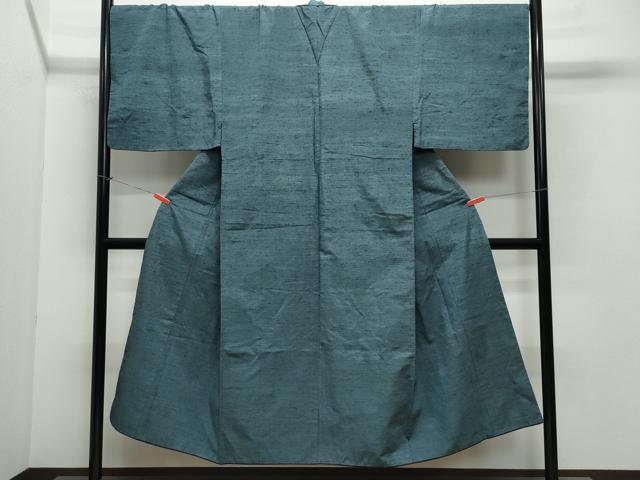 平和屋着物●男性 紬 錆鉄御納戸色 正絹 逸品 CAAX0914vf